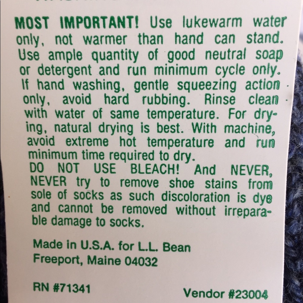L.L. Bean stretch wool socks Indigo SZ 9-11 NEW - Picture 7 of 8